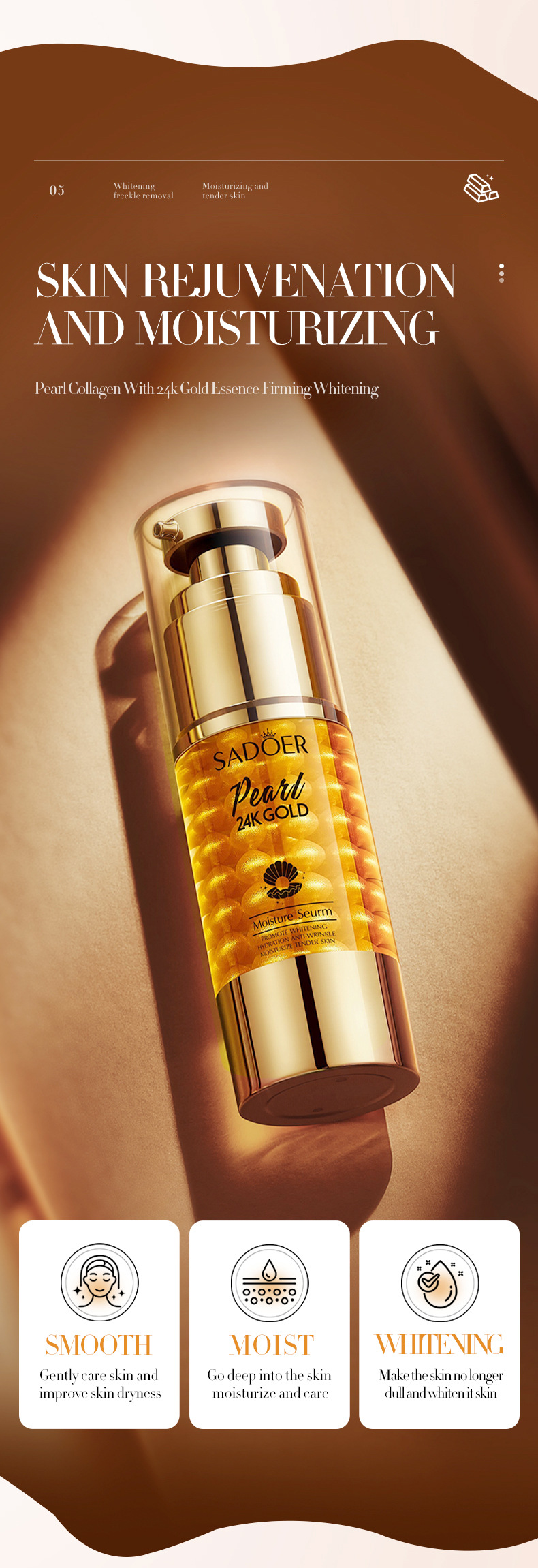 Crème visage éclaircissante et hydratante au collagène perle d'or_voghion.com