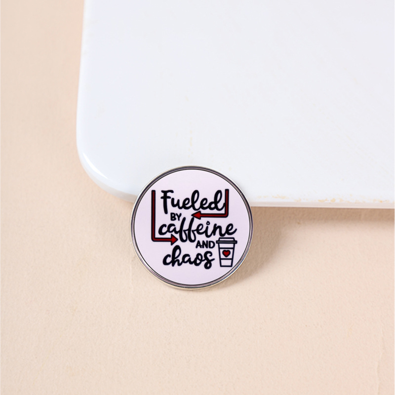 Fashionable universal coffee brooch, badge, English 3