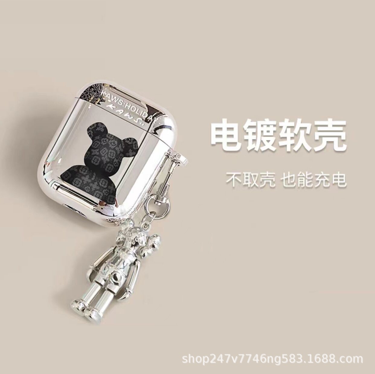 Чехол для AirPods с электрогальническим покрытием и подвеской