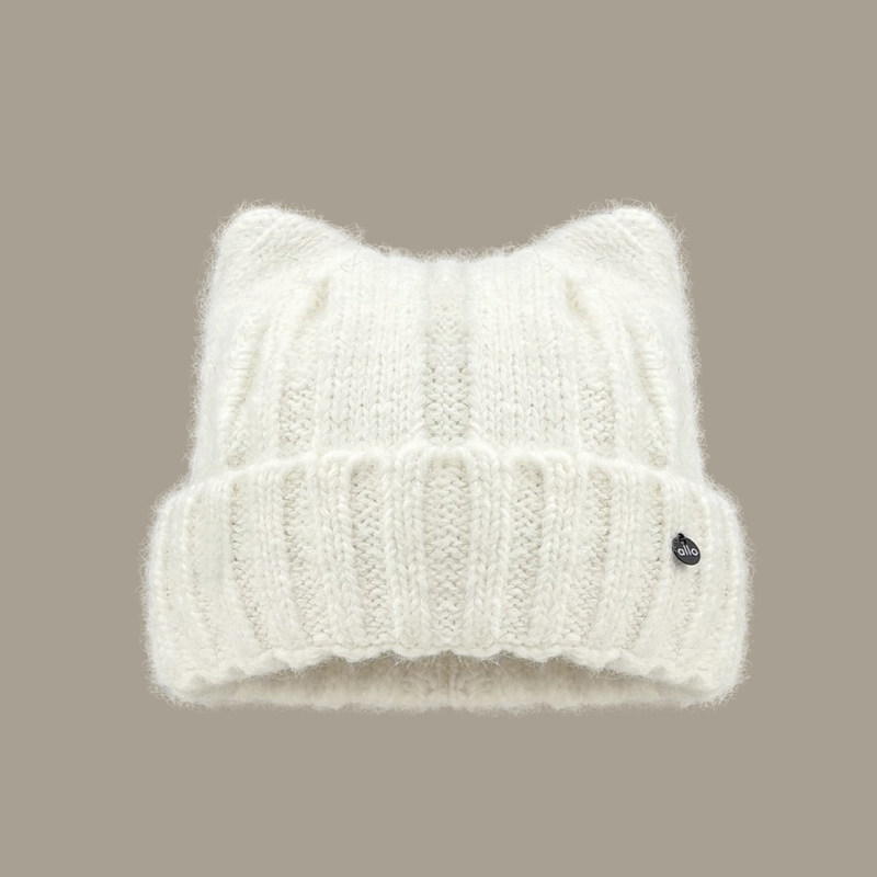 Chic Know Japanese Designer Collaboration Cat Ear Knit Hat for Women, Winter Thickened Warm Knitted Beanie Chic Know Japanese Designer Collaboration Cat Ear Knit Hat for Women, Winter Thickened Warm Knitted Beanie