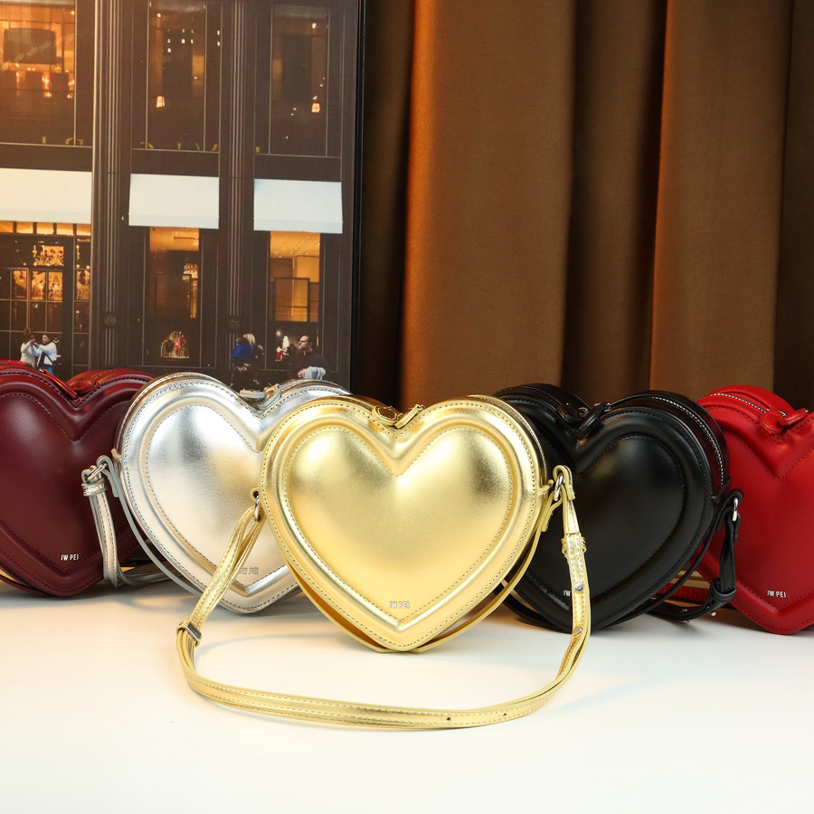 Borsa a tracolla di nicchia alla moda a forma di cuore per donna, design 3D unico, dolce e alla moda, borsa a spalla elegante_voghion.com