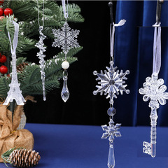 国境を越えたクリスマス用品透明な氷錐ストラップアクリル氷ストラップクリスマス雪雪鹿鍵装飾品