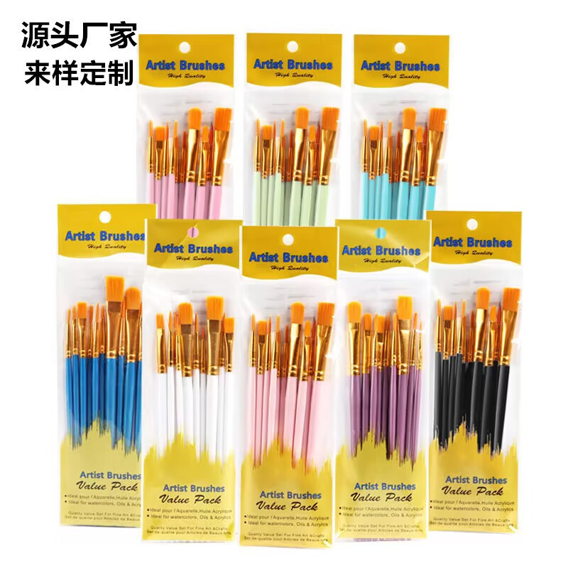 Factory sales nylon brush oil painting water chalk watercolor brush nail art hook line drawing tool brush suit