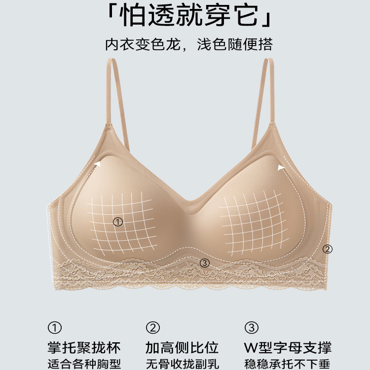 无痕隐形粉底液肤色内衣女细肩带小胸聚拢显大无钢圈收副乳文胸罩|undefined