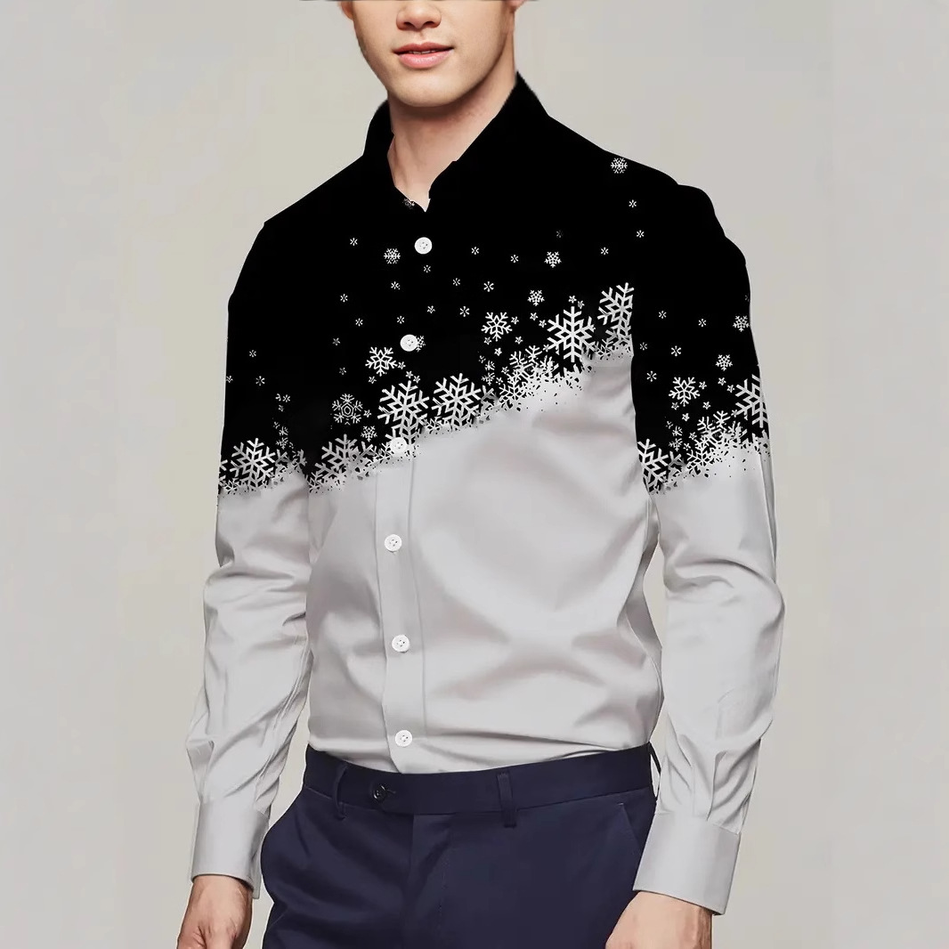 Camisa de un solo pecho de estilo casual para fiesta para hombres, venta directa de fábrica, blusa de manga larga colorida en contraste MB12