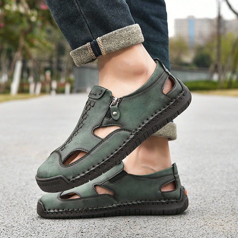 Dép sandal nam bít mũi thoáng khí chống trượt, cỡ lớn đi biển — T2518 trắng, T2518 vàng, T2518 xanh, T2518 đen chi tiết 7