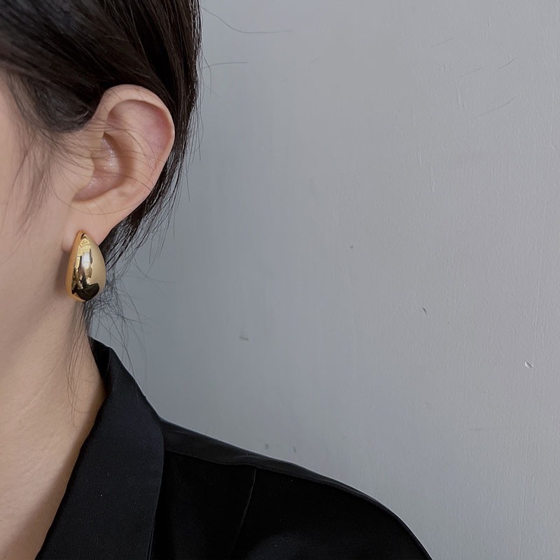Ear Studs Classification 1 Pair Quantity 1 Pair Elegant Water Droplets Plating Copper 18k Gold Plated Ear Studs