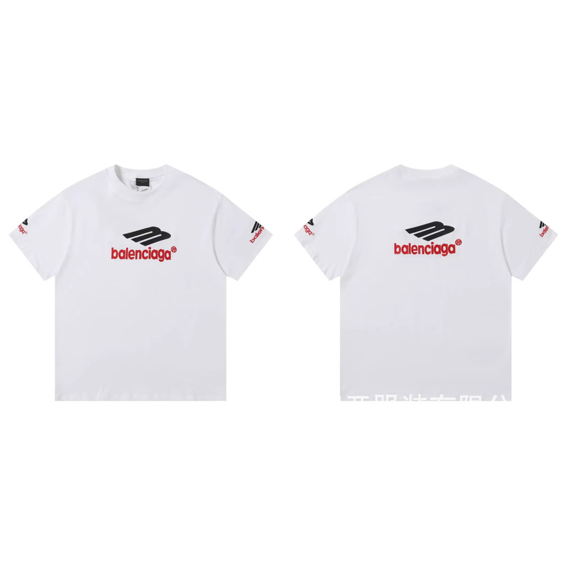 クロスボーダー 25ss 夏新作 Balen3B ビッグロゴ スキースポーツシンボル 四角刺繍 プレミアムバージョン ピュアコットン T|undefined