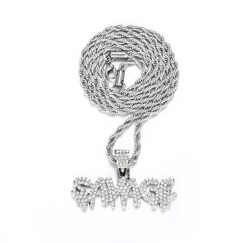 SAVAGE Water Drop Hip Hop Pendant Necklace Fashionable and Trendy Letter Pendant Accessory for Men and Women Wholesale 