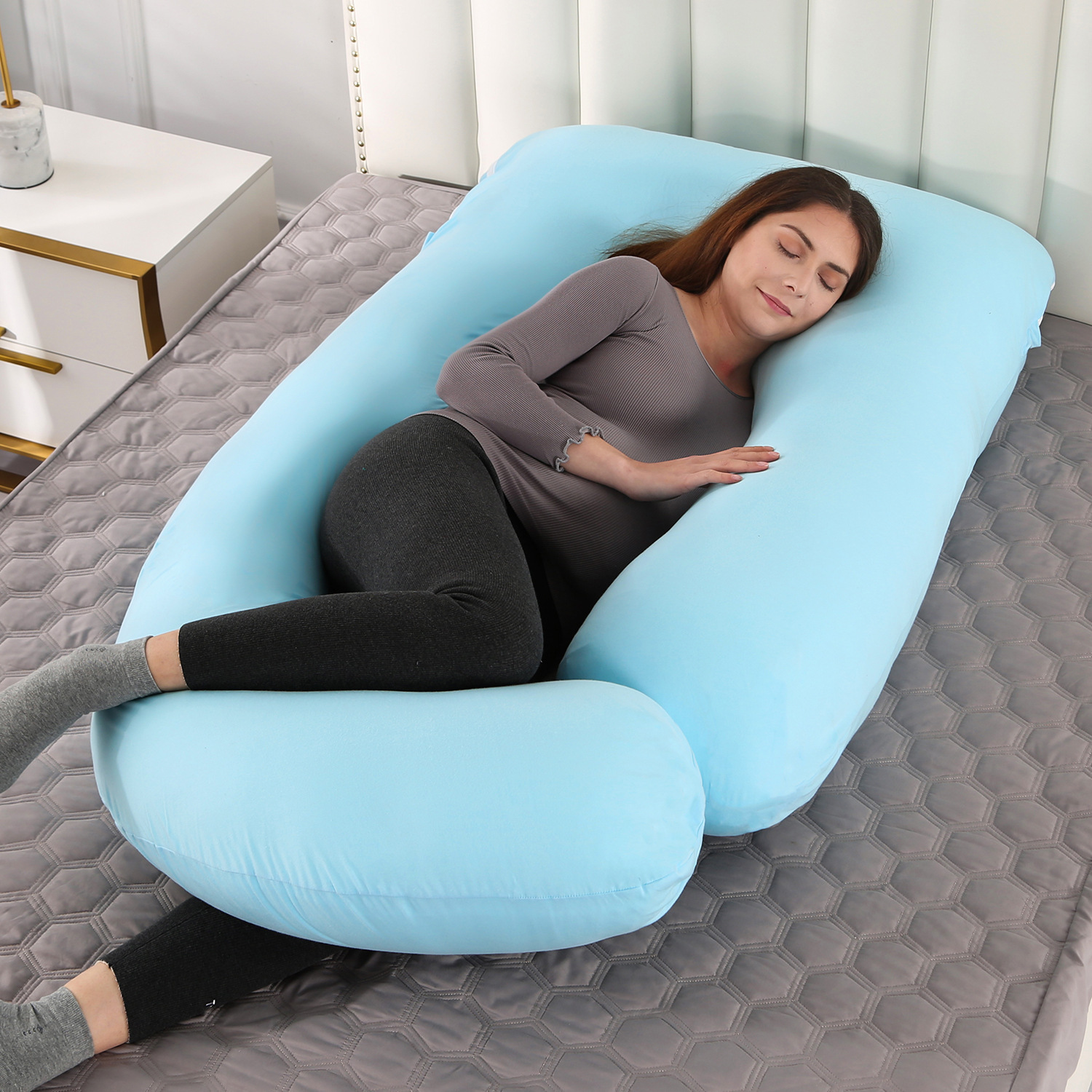 Almohada de maternidad lado dormitorio de algodón extraíble y lavable almohada de soporte de cintura en forma de G grande transfronteriza FÁBRICA DE Amazon almohada de maternidad al por mayor