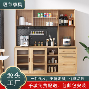 Nordic Solid Wood High Sideboard Modern Tea Cabinet Living Room Storage High Cabinet Home Storage Wine Cabinet Dropshipping