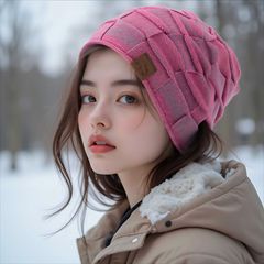秋冬加绒混色百搭毛线针织帽保暖时尚套头帽欧美冬季女帽跨境