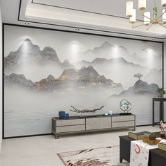 墙纸新中式淡雅山水电视背景墙壁纸客厅壁布装饰影视墙布壁画