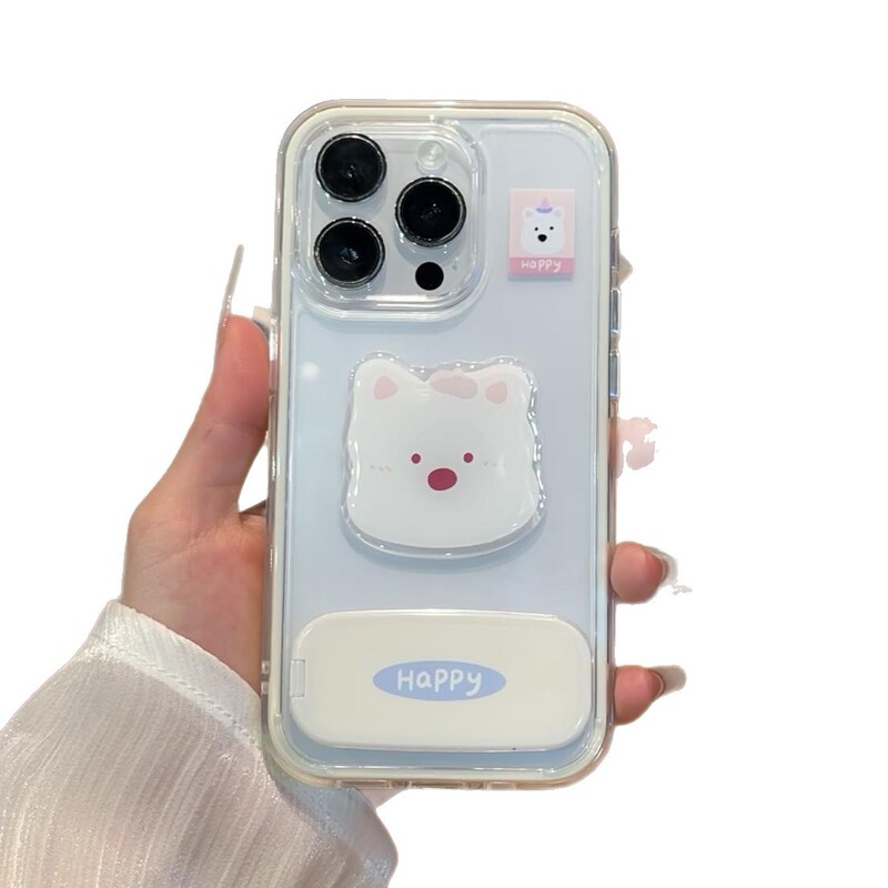 适用苹果17可爱西高地手机壳15二合一镜子支架保护套iphone16pro|undefined