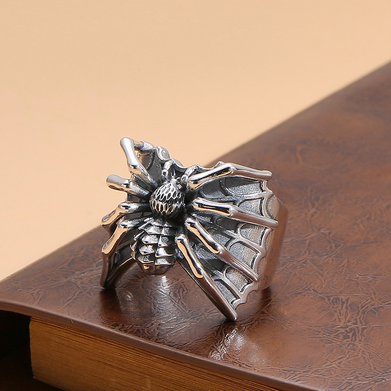Plating Design Hip-Hop Retro Spider Alloy Plating Halloween Men's Rings