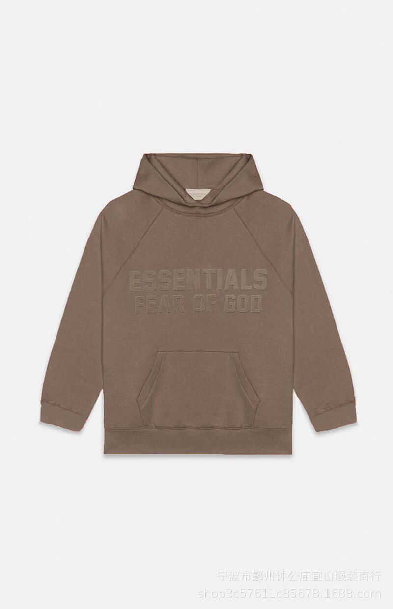 Fear of God Essentials Hoodie Flocked Logo Brown