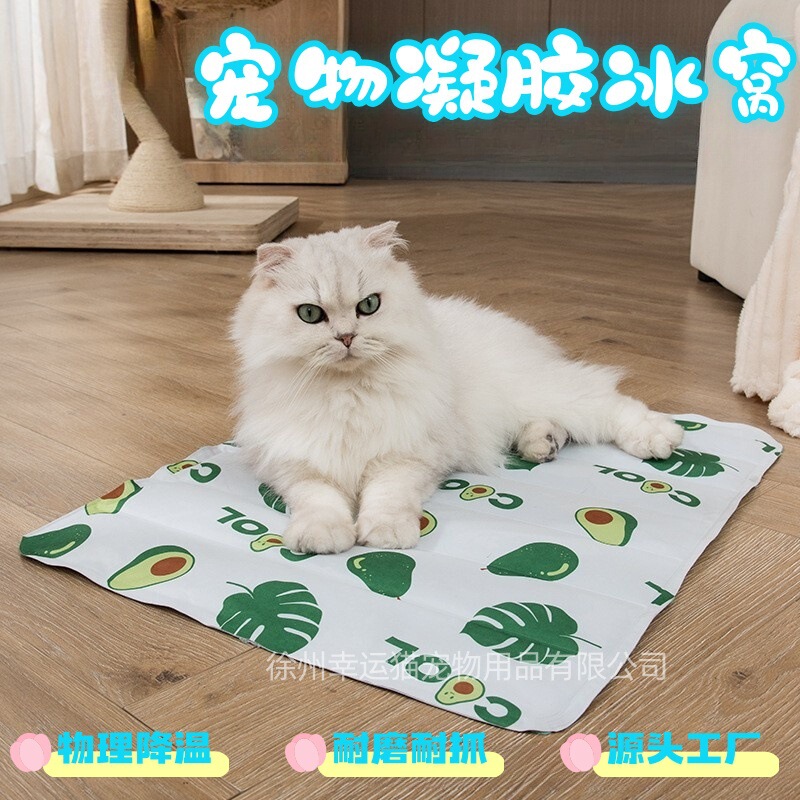 Pet Cooling Mat Summer Cartoon Cat Sleeping Cooling Mat Heat-Relief Ice Silk Dog Bed Sleeping Pad Summer Ice Bed
