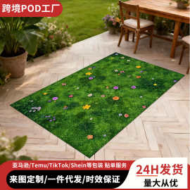 跨境TEMU客厅沙发大地毯卧室床边阳台印花地垫来图制作一件送仓