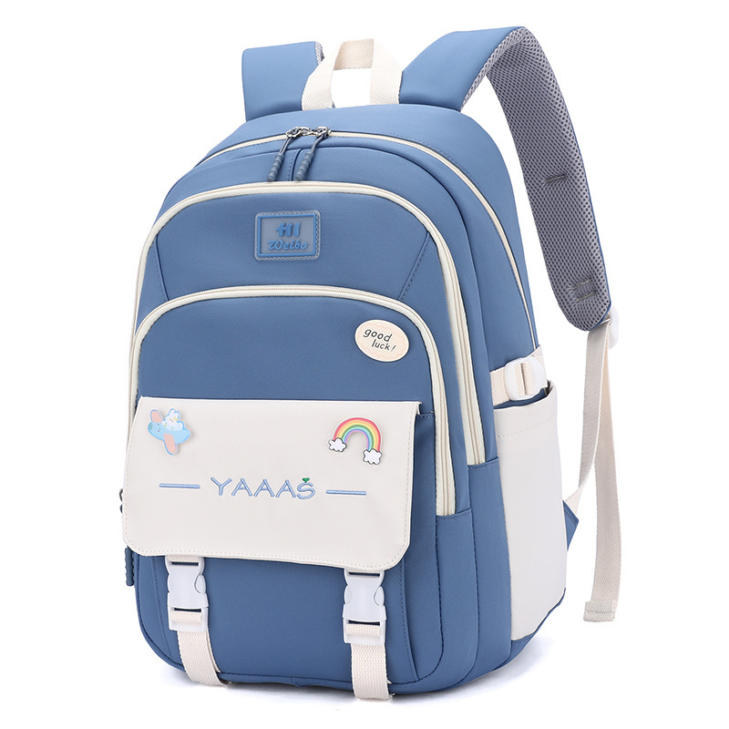Mochila Jianglida para estudiantes de secundaria, para niñas, moderna y fresca, con diseño de letras en bloques de color dulce, gran capacidad, mochila de doble asa con amortiguación de aire.