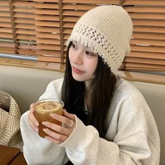 25新款时尚流苏边针织帽女百搭显脸小毛线冷帽韩系感堆堆帽潮