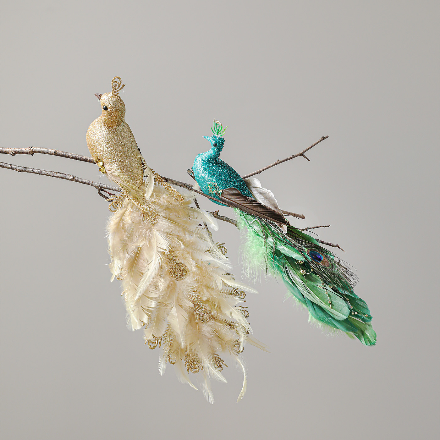 Decoración del árbol de Navidad pájaros plumas de color simulación de pájaros horticultura ramas decoración accesorios decoración pájaros colgantes