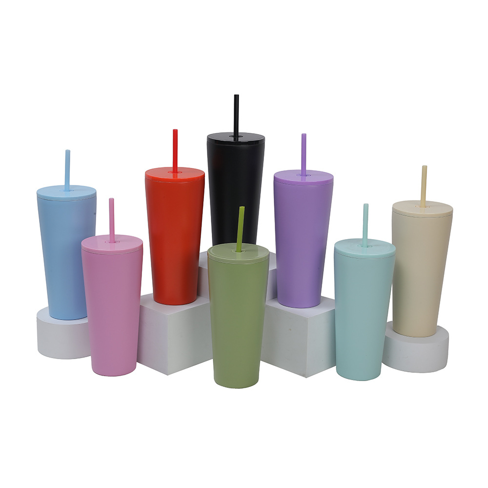 Nuevo producto transfronterizo de Amazon Taza de paja de aislamiento de acero inoxidable 304 Taza de agua de doble capa para niñas de gran capacidad y simple portátil