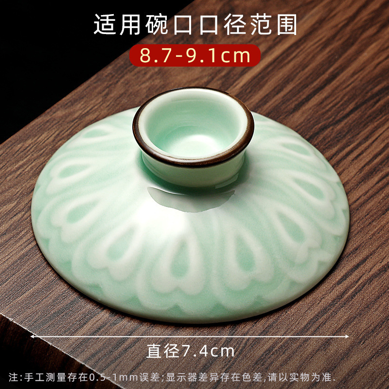泡茶盖碗盖子白瓷描金盖碗单盖子三才盖碗茶碗茶杯盖子配盖陶瓷|undefined