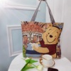 Summer capacious shopping bag, universal backpack, purse, linen bag, cotton and linen