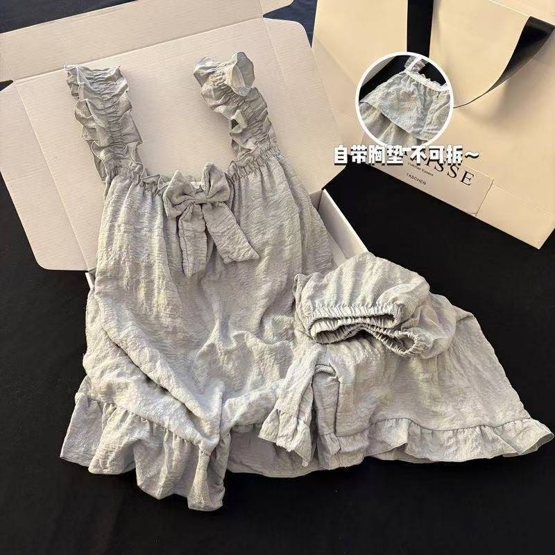 Pijamas de Manga Larga para Otoño e Invierno con Relleno en el Pecho para Mujer, Estilo Coreano 2025, Lindo Traje con Flores Pequeñas, Ropa de Dormir para Estudiantes