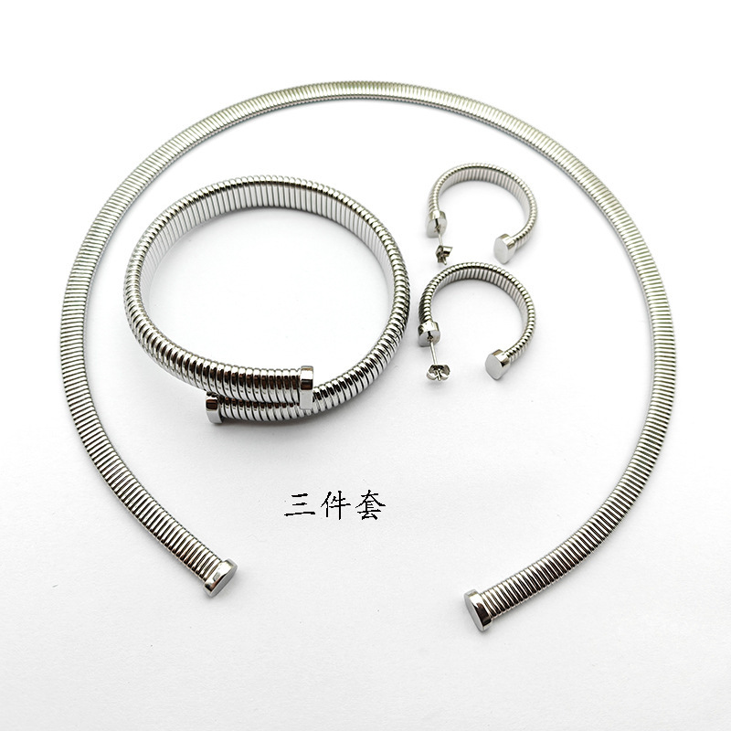 ステンレス製グーススロートチェーンブレスレット、オープングーススロートチェーンブレスレット、グーススロートカラー、伸縮性弾性C型イヤリング、8字バックル|undefined