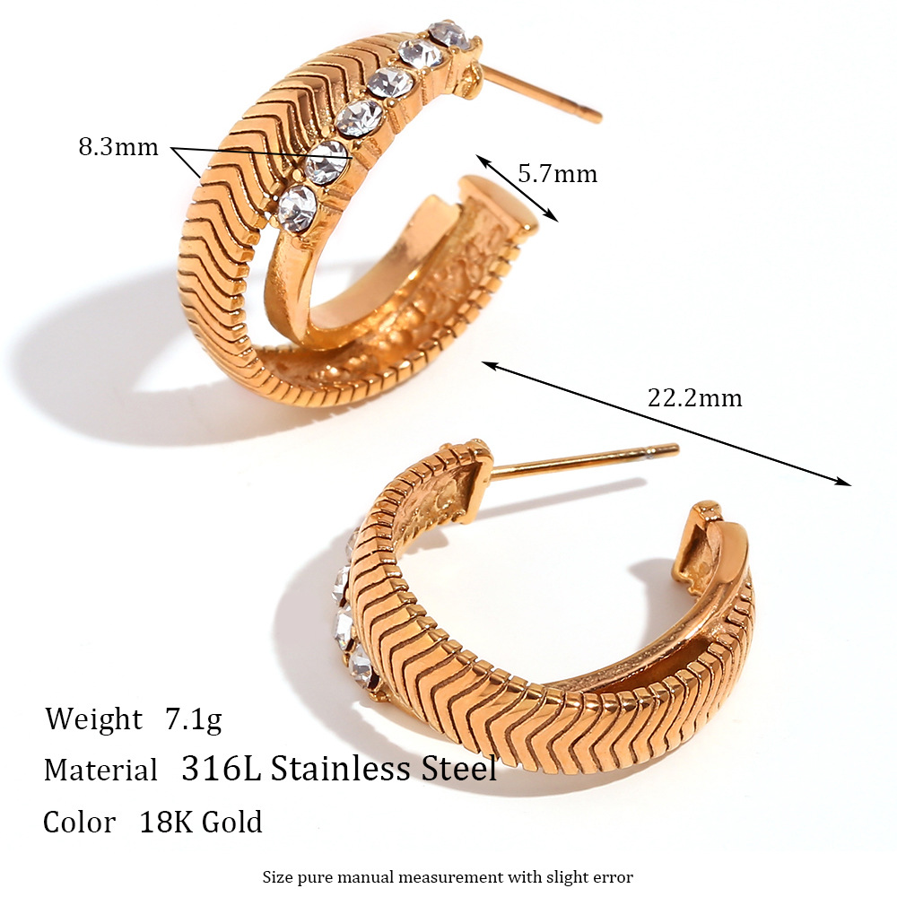 Micro-inlaid Stitching Necklace Earrings Ring Sets