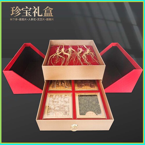 Changbai Mountain Ginseng Five-Item Gift Box: Deer Antler Slices, Deer Penis Slices, Ginseng Flower & Lingzhi Slices, Wild-Grown Ginseng – Wholesale New Year Gift Options