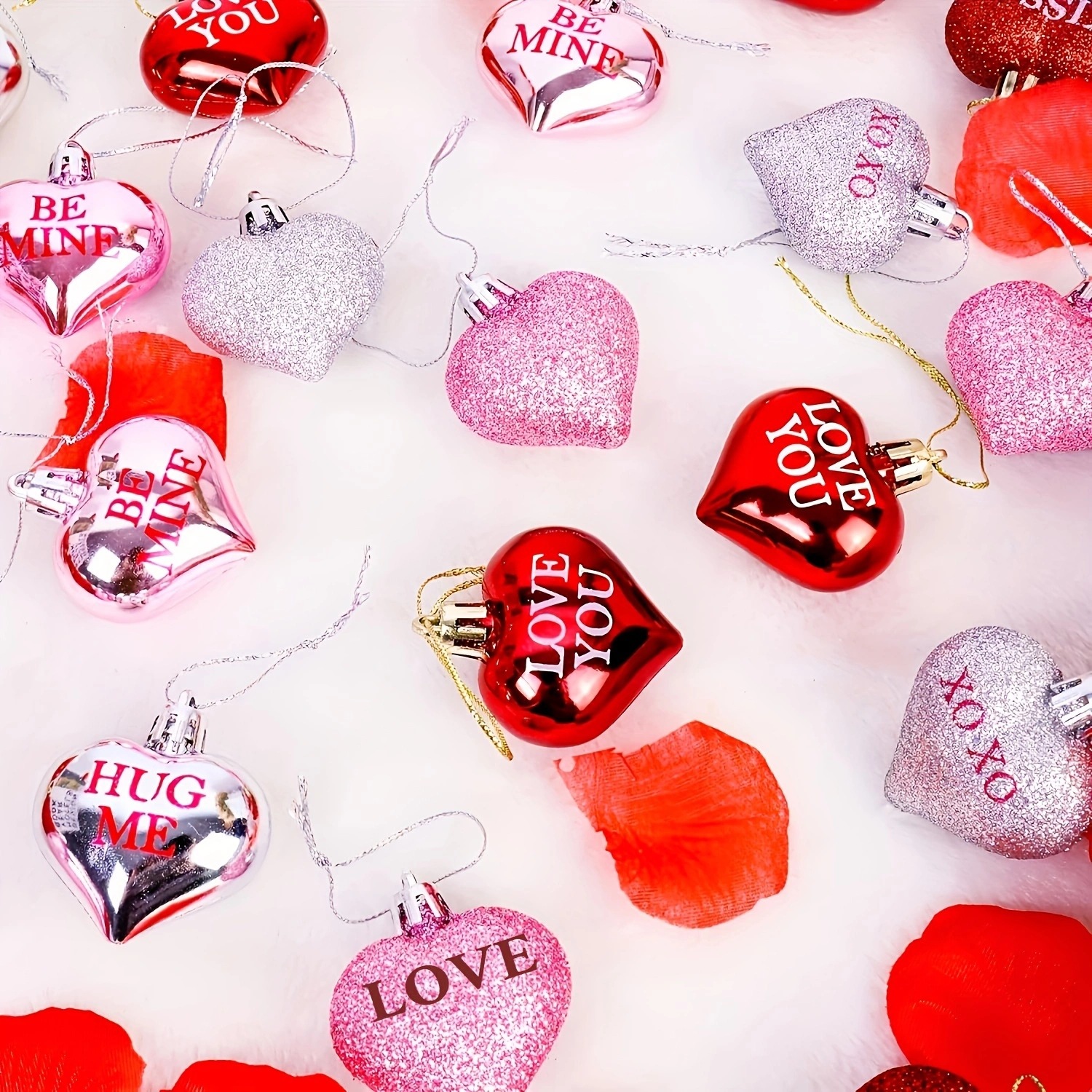 Día de San Valentín transfronterizo 4.5CM plástico impresión amor decoración de la atmósfera de la boda colgante