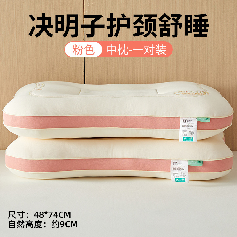 Almohada de semillas de casia, protección de la columna cervical, núcleo de almohada especial para dormir, un par de almohadas de zona doméstica para adultos, sin colapso ni deformación