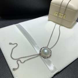 焰火晚会16mm日本炫彩马贝珍珠日本工艺可抽拉项链总长60cm通体银