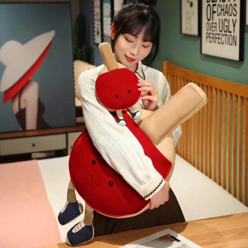 Simulación de tenis de mesa juguetes de peluche padres-hijos juegos interactivos muñecas de tela sofá almohada apoyos de disparo