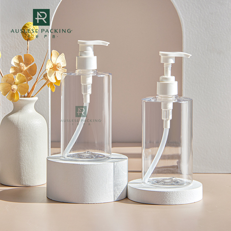 PET平肩圆柱乳液瓶350ml洗发水分装瓶24牙护发素瓶按压沐浴露瓶