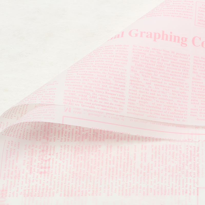 Huasei Hanzhu periódico inglés papel de embalaje de flores Hansu papel de niebla papel de superficie semitransparente OPP impermeable florista flor artística