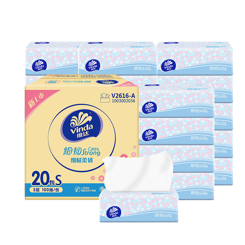 Vinda 細くて丈夫なティッシュペーパー 3 層 100 枚 3 パックのナプキン トイレットペーパー 取り外し可能なペーパータオル 家庭用 学生向け 手頃なパッケージ|undefined