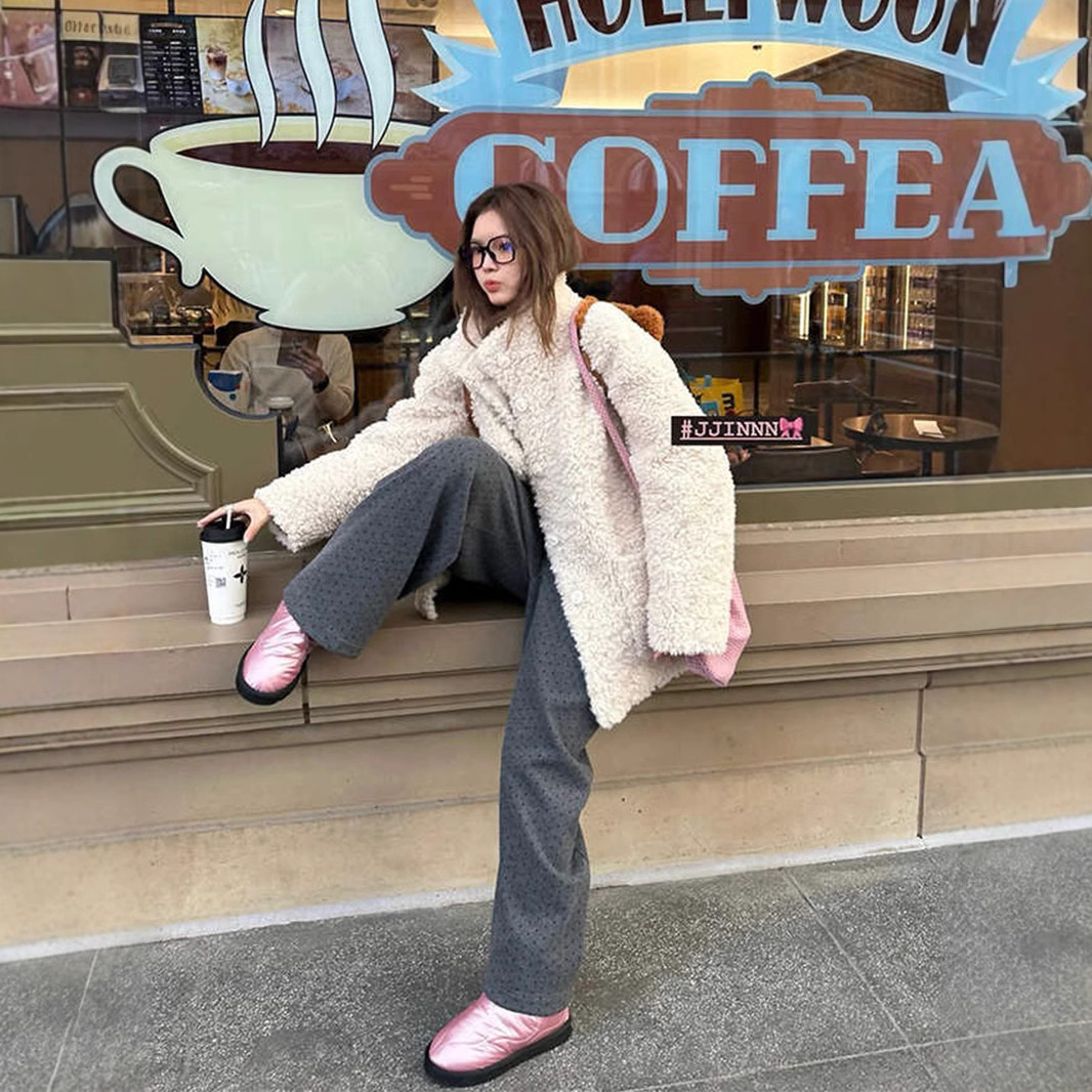 HEYGIRL HEIGE 홈스테드 여자 바나나 바지 한국 스타일 게으른 캐주얼 와이드 레그 팬츠 여자 겨울 올 매치 통근 바지