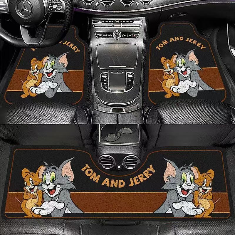 Cartoon Silk Circle Car Floor Mats Rose Line Puppy Car Non-Slip Floor Mats Dirt-Resistant and Wear-Resistant Car Universal Floor Mats