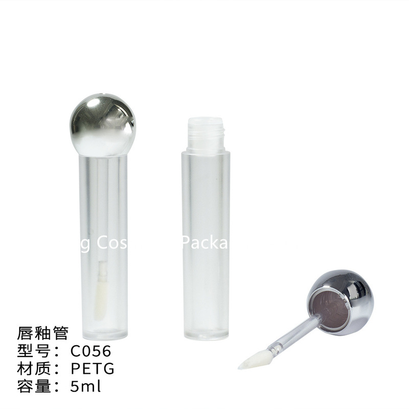 Hot new round ball top long lip glaze color high gloss mascara empty tube PETG makeup cosmetics packaging material source
