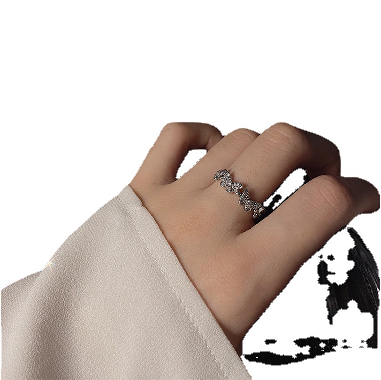 Designer Butterfly Ring Adjustable Open Full Diamond Sparkle_voghion.com