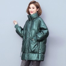 羽绒棉服女2025年冬新款加厚棉袄中长款时尚韩版宽松立领棉衣外套