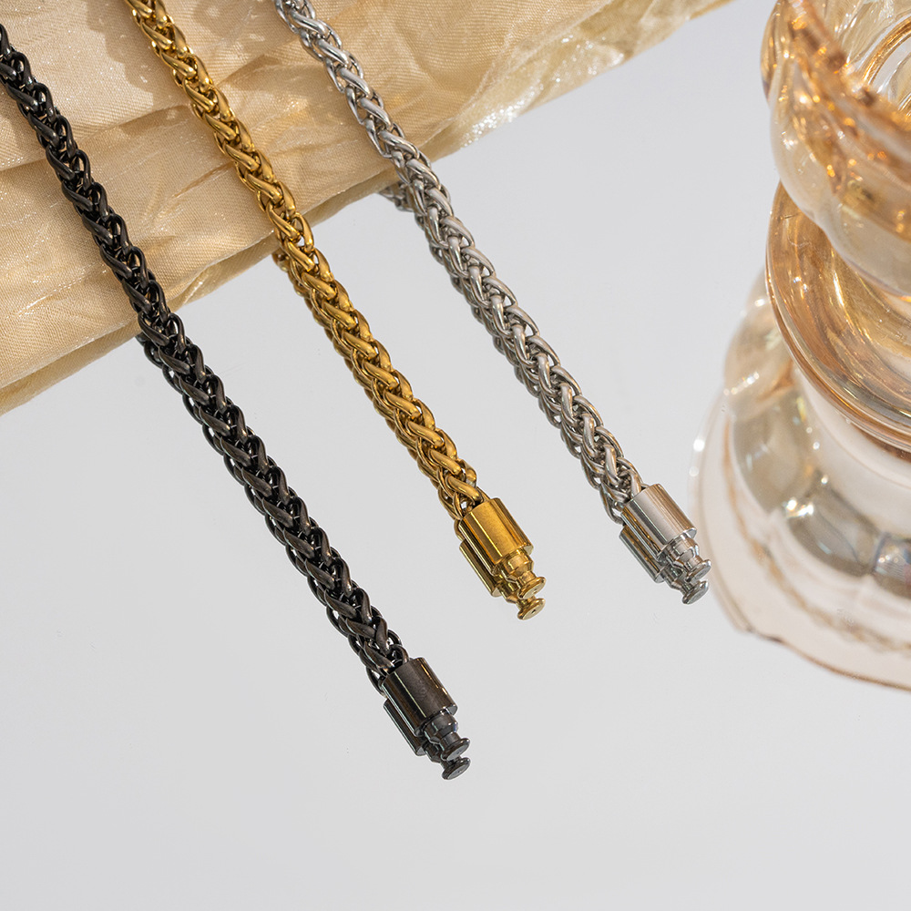 Cross-border simple titanium steel bracelet men's high-end sense trend European and American stainless steel positive and negative retro flower basket bracelet jewelry