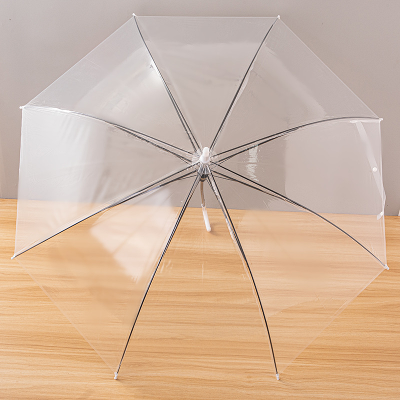 Paraguas transparente Yiwu paraguas desechable automático al por mayor mango largo paraguas puesto paraguas Internet celebridad foto