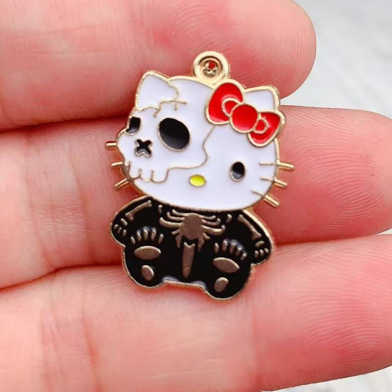 ハロウィン KT 猫 DIY ジュエリーアクセサリー悪魔ゴーストケイティ合金オイルドリップバッグ装飾ネックレスペンダント|undefined