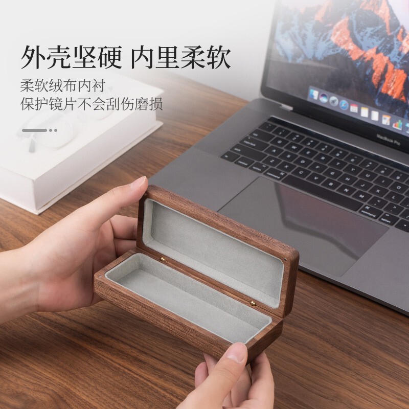 Solid Wood Black Walnut Glasses Storage Box Black Walnut Desktop Eye Box Retro Portable Sunglasses Storage Box