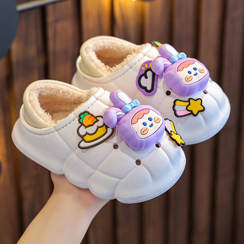 Zapatillas de algodón para niños de invierno Niños y niñas padre-hijo impermeable antideslizante bolsa talón cálido forro polar niños bebé Zapatillas de algodón