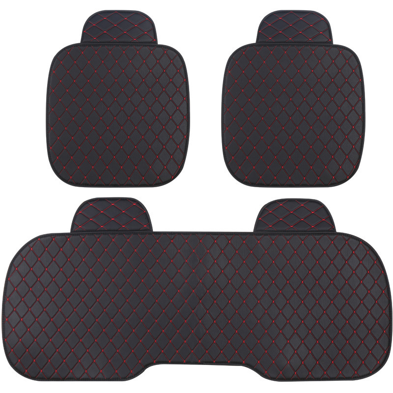 Cojín de asiento de coche de cuero antideslizante Asiento de coche de cuero de diamante conjunto de tres piezas cuatro estaciones Cojín de asiento de coche único universal image 6